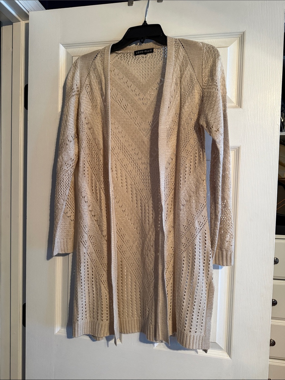 Love Tree Open-Front Cream Pointelle Knit Cardigan